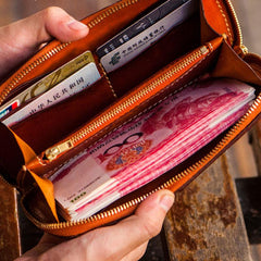 Handmade Leather Mens Tibetan Chain Biker Wallet Cool Leather Wallet Long Clutch Wallets for Men