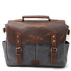 Cool Canvas Leather Mens Side Bag Black Shoulder Bag Khaki Messenger Bag for Men - imessengerbags