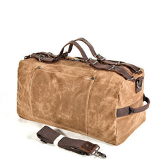 Casual Waxed Canvas Leather Mens Military Style Travel Weekender Bag Duffle Bag for Men