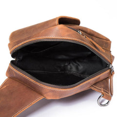 Vintage Leather Men's Chest Bag Sling Bag One Shoulder Backpack For Men - imessengerbags