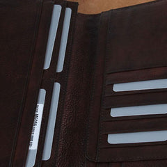 Genuine Leather Mens Cool Long Leather Wallet Zipper Clutch Wristlet Wallet for Men - imessengerbags