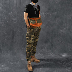 Canvas Leather Mens Womens Army Green Saddle Side Bag Messenger Bag Small Shoulder Bag For Men - imessengerbags