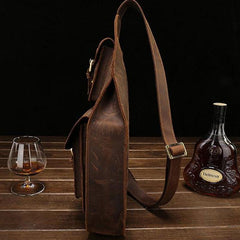 Leather Mens Sling Bag Chest Bag Cool Sling Shoulder Bag Sling Backpack for men - imessengerbags