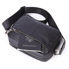 BADASS Black LEATHER MENS Small Ipad Courier Bag SIDE BAG Casual MESSENGER BAG FOR MEN - imessengerbags