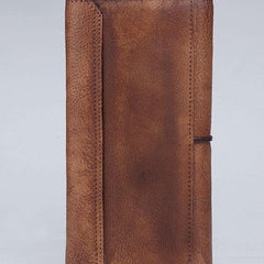 Handmade Leather Mens Cool Long Leather Wallet Trifold Clutch Wallet for Men - imessengerbags