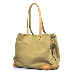 Gray Canvas Leather Mens Denim Bag Tote Bag Messenger Bag Camel Travel Bag For Men and Women - imessengerbags