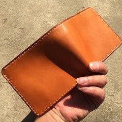 Handmade Leather Mens Cool billfold Leather Wallet Men Small Wallets Bifold for Men - imessengerbags