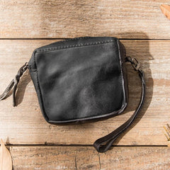 Brown Leather Mens Small Key Case Black Key Holder Coin Purse Card Holder For Men - imessengerbags