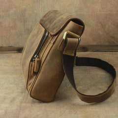 Leather Brown Mens Vintage Small Side Bag Shoulder Bags Small Messenger Bag For Men - imessengerbags