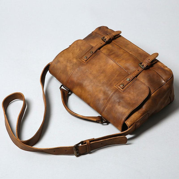 Handmade Leather Mens Cool Shoulder Bag Messenger Bag Chest Bag Bike Bag Cycling Bag for men - imessengerbags