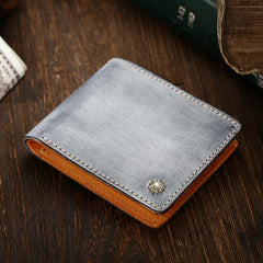 Casual Handmade Mens Black billfold Wallet Red Bifold Card Wallet Small Wallet For Men