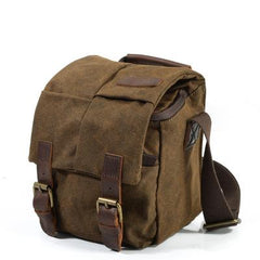 Cool Waxed Canvas Leather Mens Casual Waterproof Small Side Bag SLR Camera Bag Side Bag For Men - imessengerbags