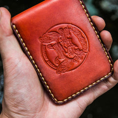 Handmade Leather License Wallet Tooled Mens billfold Wallet Cool Leather Wallet Slim Wallet for Men - imessengerbags