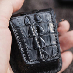 Cool Handmade Black Leather Mens Zippo Lighter Cover Classic Zippo Lighter Holder For Men