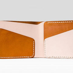 Handmade Mens Cool billfold Leather Wallet Men Small Slim Wallets Bifold for Men - imessengerbags