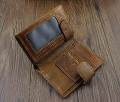 BADASS BROWN LEATHER MENS TRIFOLD SMALL BIKER WALLET BLACK CHAIN WALLET WALLET WITH CHAIN FOR MEN - imessengerbags