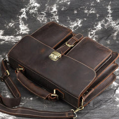 Leather Men Vintage Briefcase Laptop 15inch Handbags Shoulder Bags Work Bag For Men