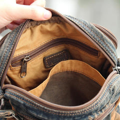 Denim Blue Mens Postman Bag Casual Small Vertical Messenger Bag Jean Courier Bag For Men - imessengerbags