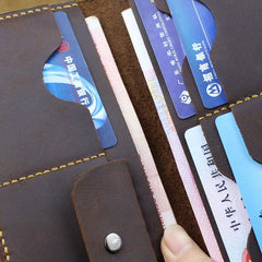 Handmade Leather Mens Cool Travel Long Wallet Card Holder Card Slim Clutch Wallets for Men - imessengerbags