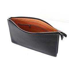 Cool Handmade Leather Mens Wristlet Bag Clutch Zipper Clutch for Men