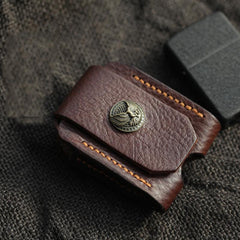 Cool Coffee Handmade Leather Mens Zippo Lighter Case Zippo Belt Loop Lighter Holders For Men