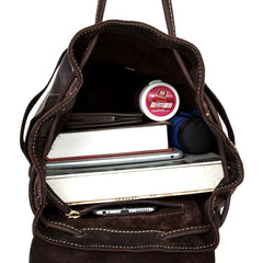 Light Brown Casual Mens Leather 15-inch Computer Backpack Dark Brown Travel Backpacks School Backpacks for men - imessengerbags
