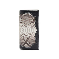 Cool Black Snakeskin Leather Mens Long Wallet Handmade Bifold Long Wallet For Men - imessengerbags