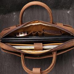 Vintage Leather Mens Briefcase Bag Work Bag Business Bag 15inch Computer Bag For Men - imessengerbags