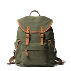 Cute Canvas Womens Mens Classic 14‘’ Green Computer Backpack White Women's School Backpack Travel Backpack for Men - imessengerbags