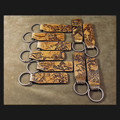 Handmade Leather Tooled League of Legends LOL KeyChain Key Ring Mens Cool Car Key Wallet Wallet Car for Men - imessengerbags