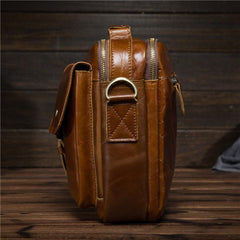 Cool Leather Small Side Bag Handbag Work Bag Business Bag Shoulder Bags For Men - imessengerbags