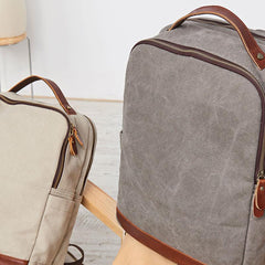 Cool Canvas Leather Mens Backpack Canvas Travel Bag Canvas School Bag for Men