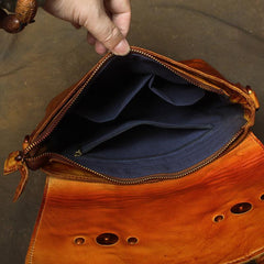 Vintage Brown Leather Men's Side Bag Messenger Bag Brown Courier Bag For Men