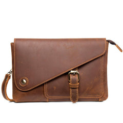 Brown Vintage Mens long Wallet Large Wristlet Wallet Cool Clutch Wallet Envelope Wallet for Men - imessengerbags
