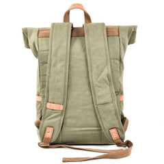 Cool Waxed Canvas Leather Mens Waterproof 16‘’ Large Hiking Backpack Travel Backpack for Men - imessengerbags