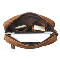 Vintage Leather Men's Small Side Bag Table Bag Small Messenger Bag For Men - imessengerbags