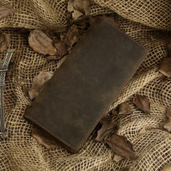 Slim Vintage MENS Leather Bifold Wallet Long and Small Wallet billfold Wallet for MEN - imessengerbags