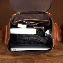 Cool Brown Mens Leather 15-inch Computer Backpacks Fashion Travel Backpacks School Backpack for men - imessengerbags