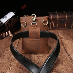 Vintage Leather Men's CELL PHONE HOLSTER Belt Pouch Waist Small Side Bag For Men