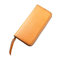 Handmade Vintage Mens Leather Black Long Wallet Dark Brown Cool Long Card Wallet for Men - imessengerbags