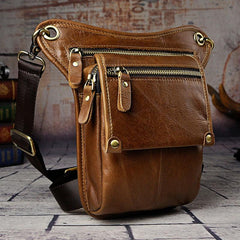 Mens Leather Biker Drop Leg Bag Waist Bag Belt Pouch Pack Side Bag for Men