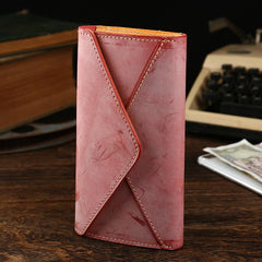 Handmade Leather Mens Gray Envelope Long Wallet Blue Long Wallet Clutch Bag For Men - imessengerbags