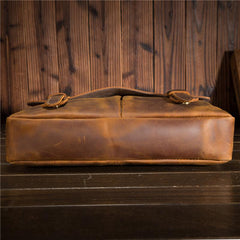 Vintage Brown Leather Mens Briefcase 13inch Laptop Bag Business Bag Handbag For Men