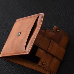 Handmade Mens Cool billfold Leather Wallet Men Small Slim Wallets Bifold for Men - imessengerbags