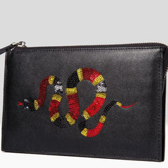 Handmade Leather Mens Cool Long Leather Wallet Zipper Clutch Wristlet Wallet for Men