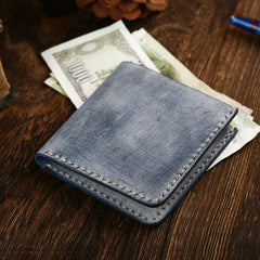 Simple SLim  Handmade Cool Mens Black billfold Wallet Blue Card Wallet Brown Wallet For Men