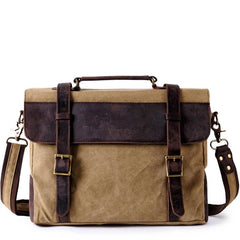 Washed Canvas Leather Mens Side Bag 14‘’ Messenger Bag Computer Bag For Men - imessengerbags