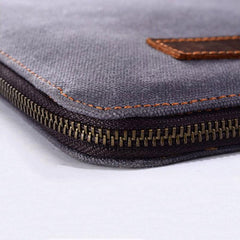 Cool Waxed Canvas Leather Mens Wristlet Bag Work Clutch Zipper Bag for Men
