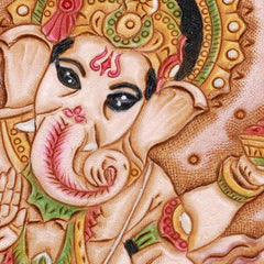 Handmade Leather Mens Clutch Wallet Cool Ganesha Tooled Wallet Long Zipper Wallets for Men - imessengerbags