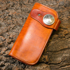 Handmade Long Wallet Mens Cool Leather Chain Wallet Biker Trucker Wallet with Chain - imessengerbags